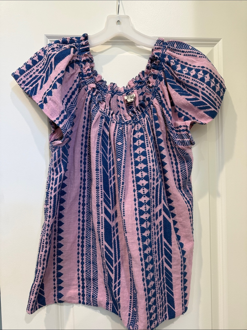 ivy jane Pink and Navy Geometric Peasant Tunic
